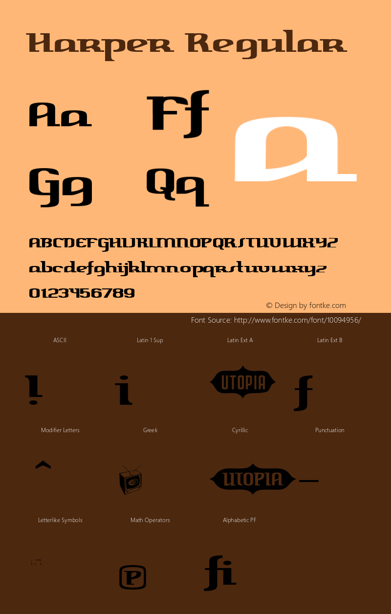 Harper Regular Macromedia Fontographer 4.1 10/02/00 Font Sample