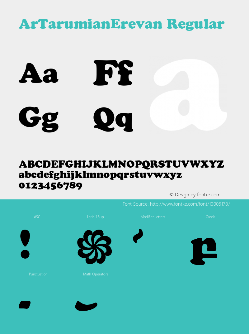 ArTarumianErevan Regular Macromedia Fontographer 4.1 30-01-97 Font Sample