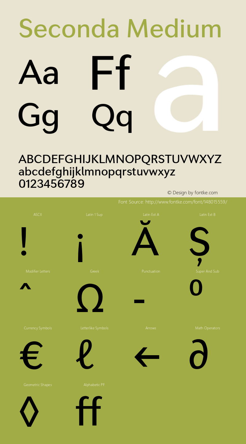 Seconda-Medium Version 1.14          UltraPrecision Font Font Sample