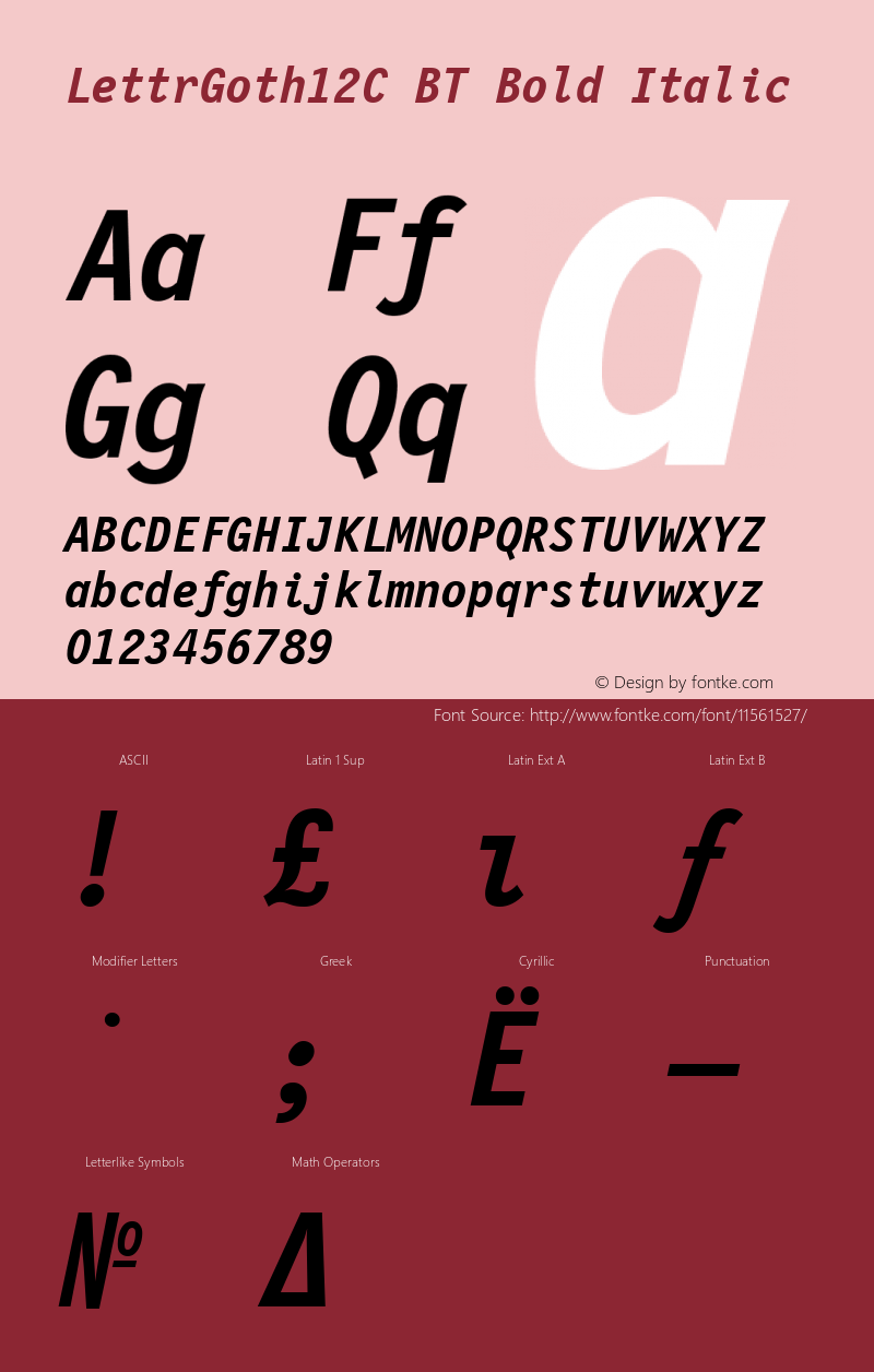 LettrGoth12C BT Bold Italic Version 001.000 Font Sample