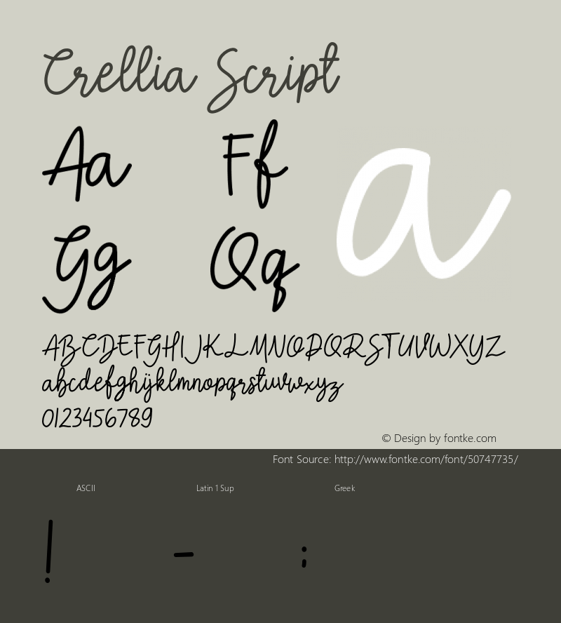 Crellia-Script Version 1.00;December 26, 2019;FontCreator 11.5.0.2422 64-bit Font Sample