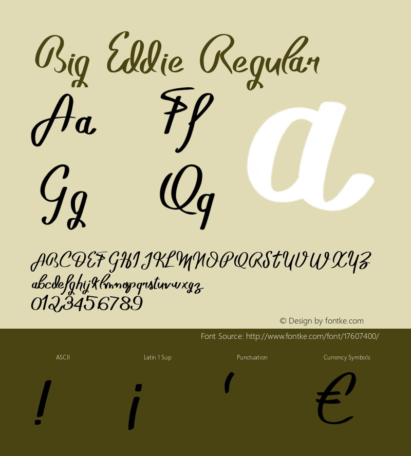 Big Eddie Regular Version 001.000 Font Sample