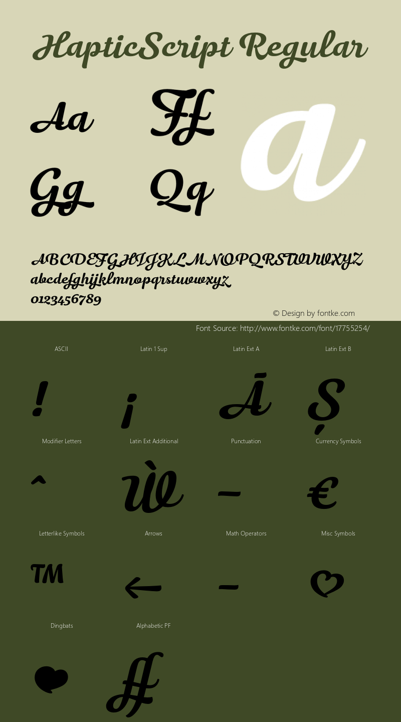 HapticScript Regular Version 1.000 Font Sample