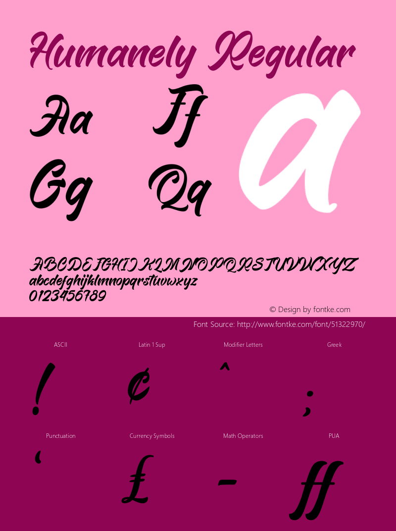 Humanely Version 1.00;January 12, 2020 Font Sample