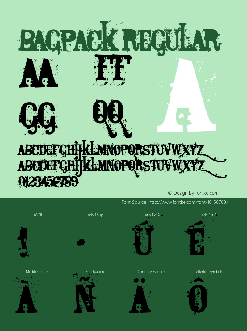 Bagpack Regular Version 1.02 Font Sample