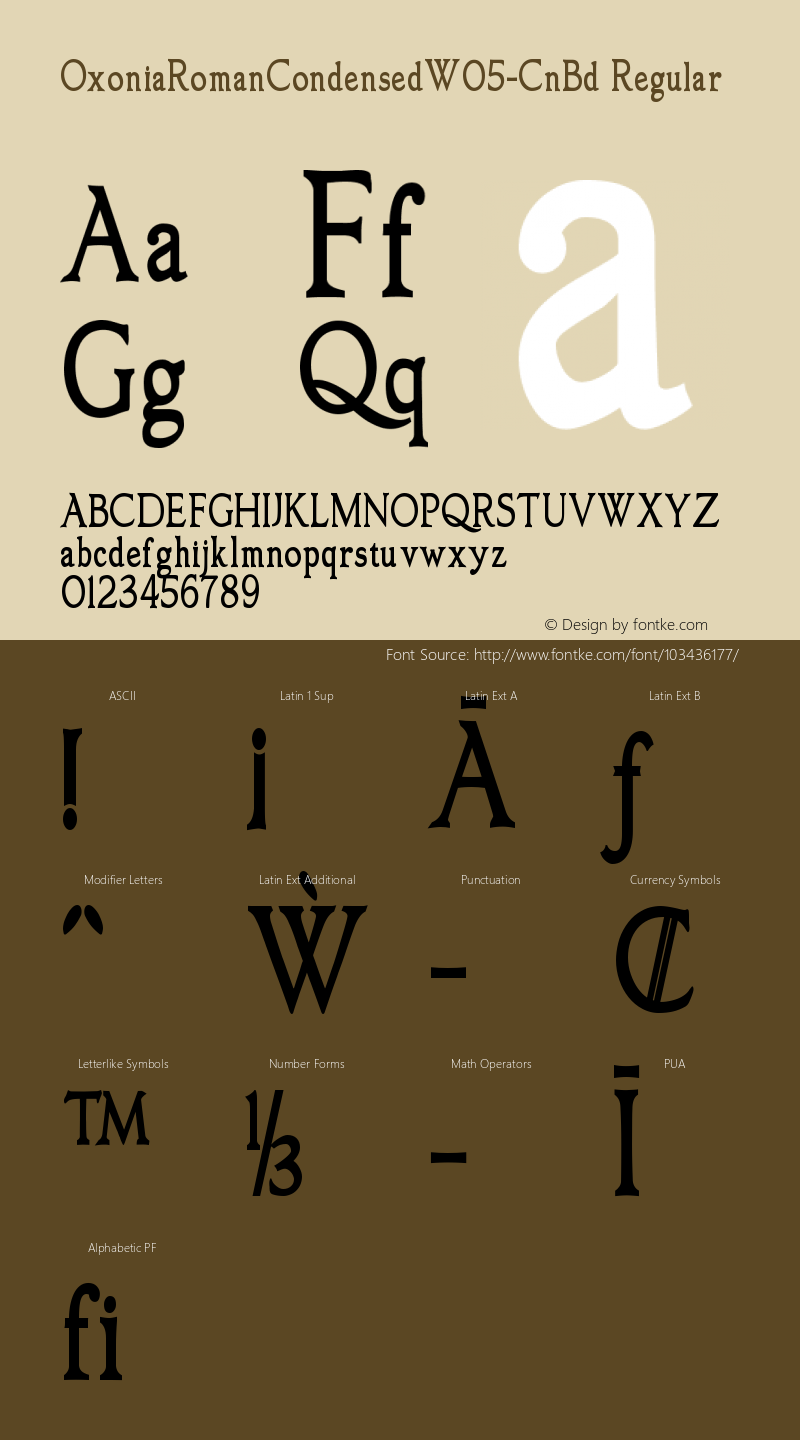 Oxonia Roman Condensed W05 CnBd Version 1.00 Font Sample