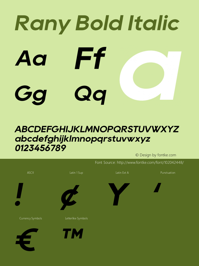 Rany Bold Italic Version 1.002;Fontself Maker 3.5.4 Font Sample