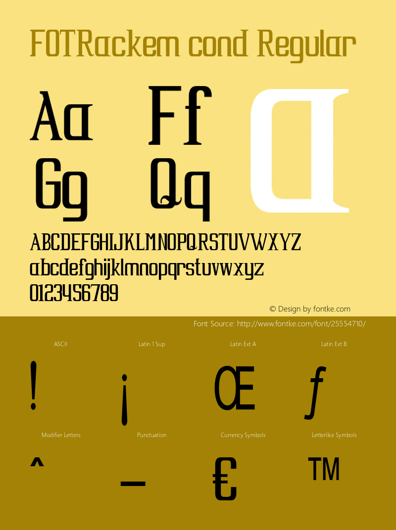 FOTRackemcond Version 1.000 Font Sample