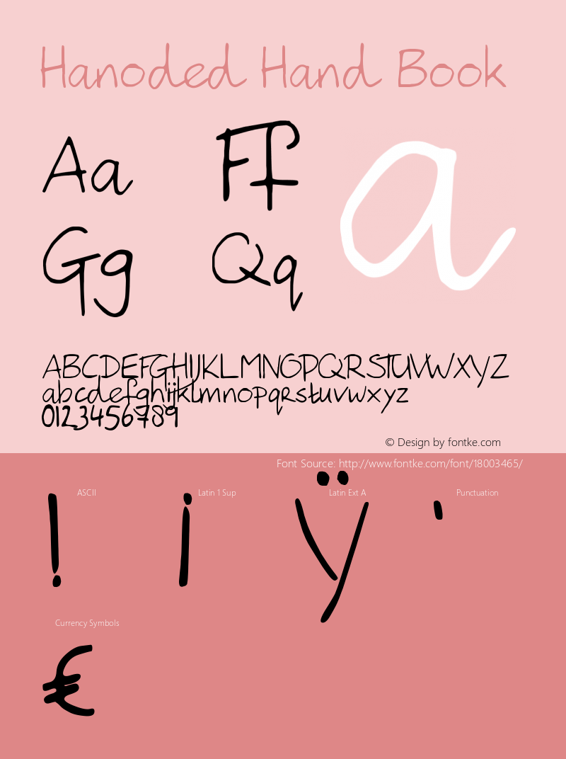 Hanoded Hand Book Version 1.02 Font Sample