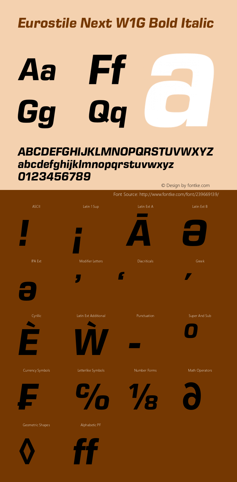 Eurostile Next W1G Bold Italic Version 1.00图片样张