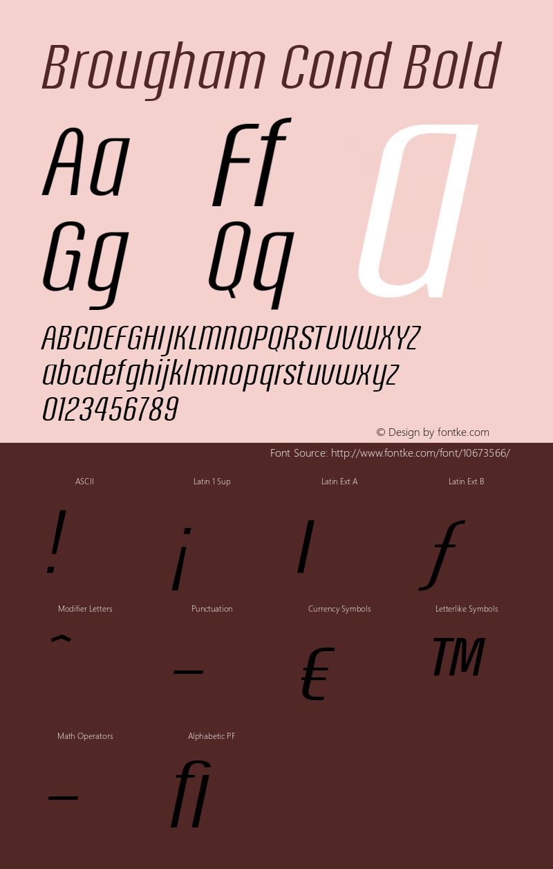 Brougham Cond Bold Version 001.000;com.myfonts.jonahfonts.brougham.thin-italic.wfkit2.3RuE Font Sample