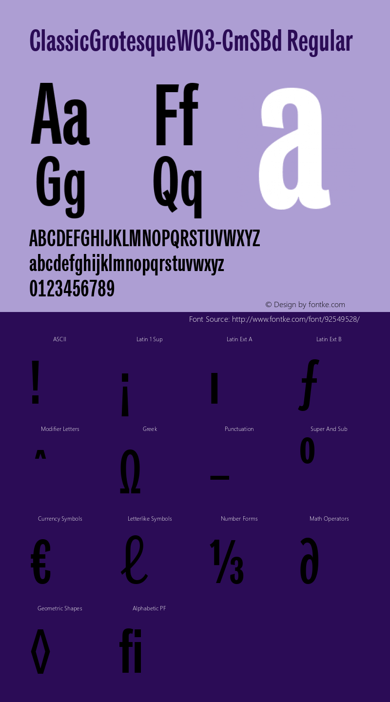 Classic Grotesque W03 Cm SBd Version 1.00 Font Sample