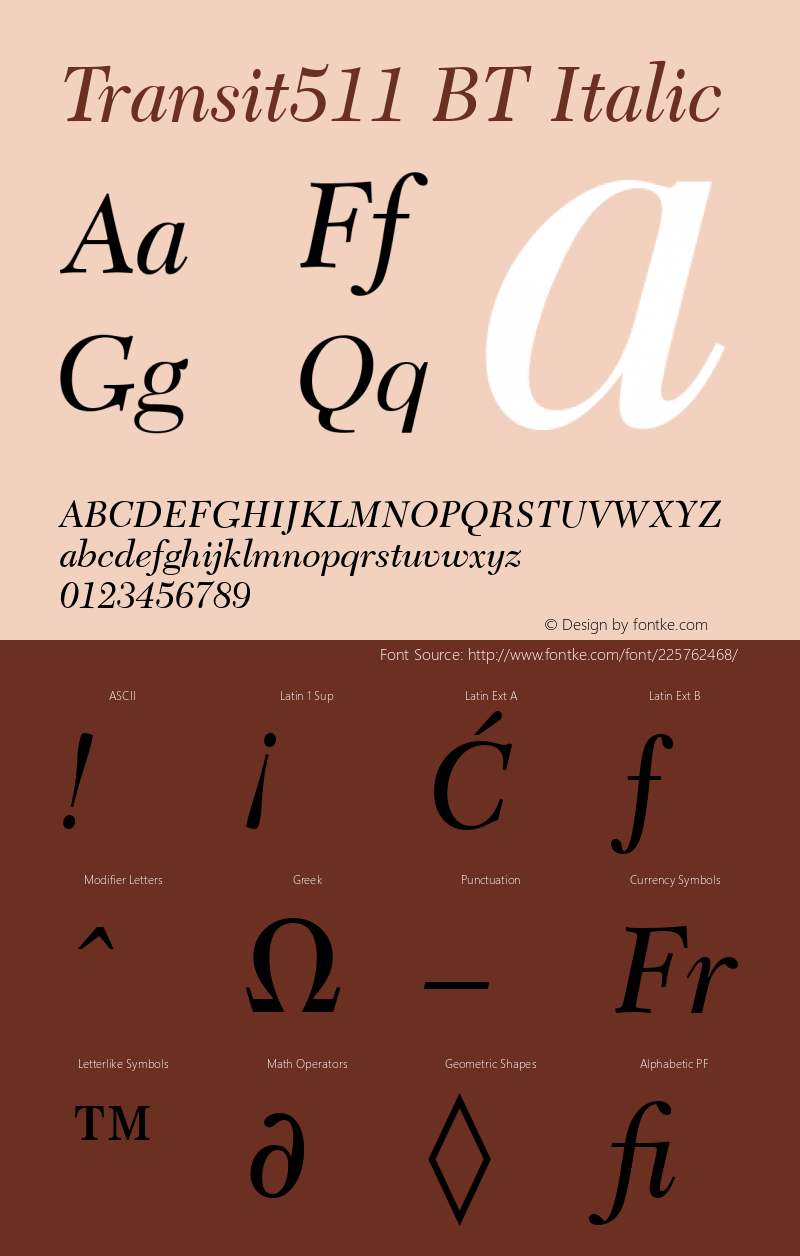 Transit511 BT Italic Version 1.01 emb4-OT图片样张