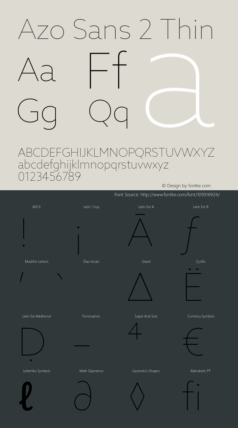 Azo Sans 2 Thin Version 2.001 Font Sample