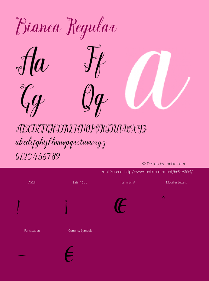 Bianca Version 1.000 Font Sample