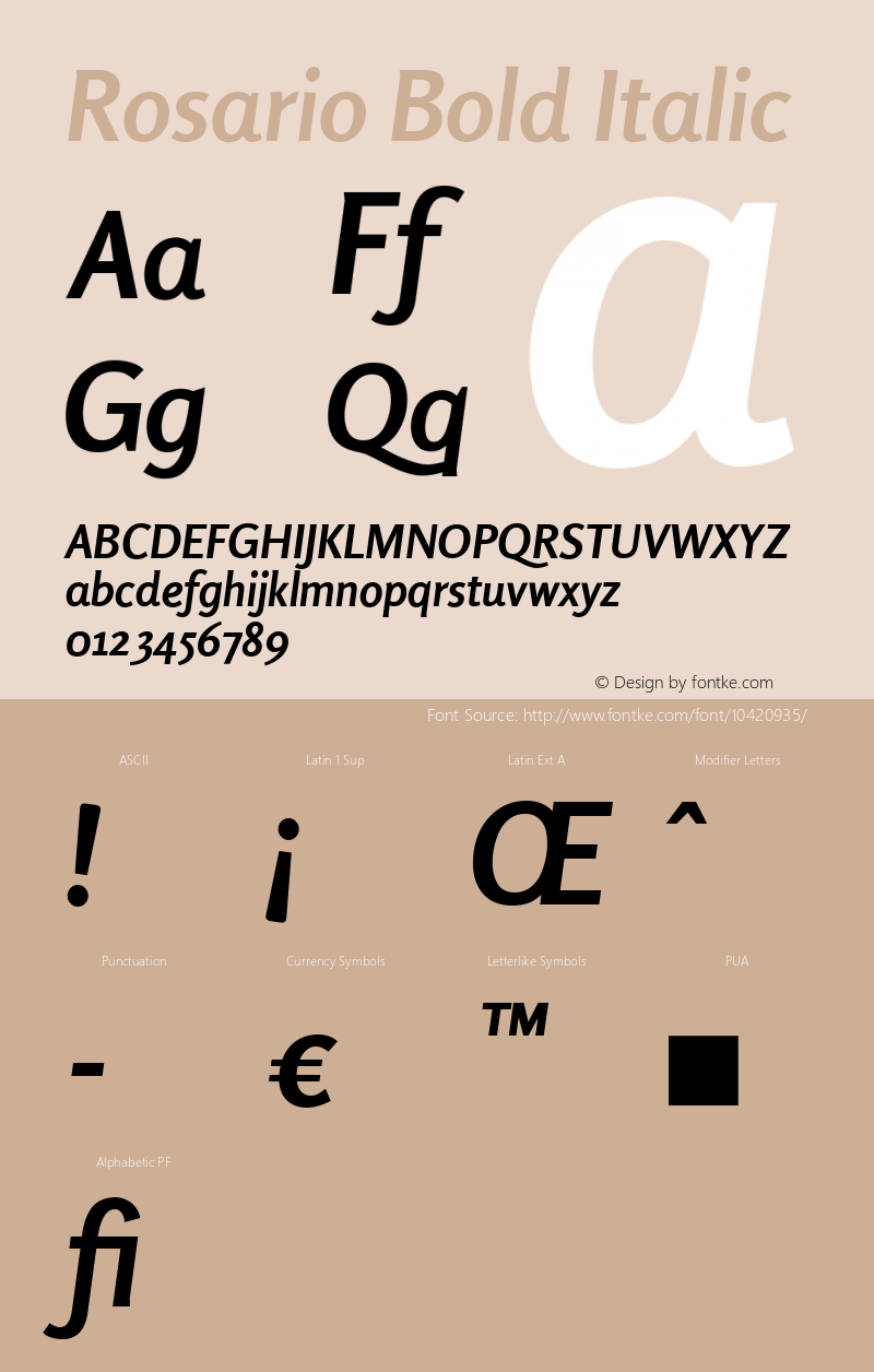 Rosario Bold Italic 001.000 Font Sample