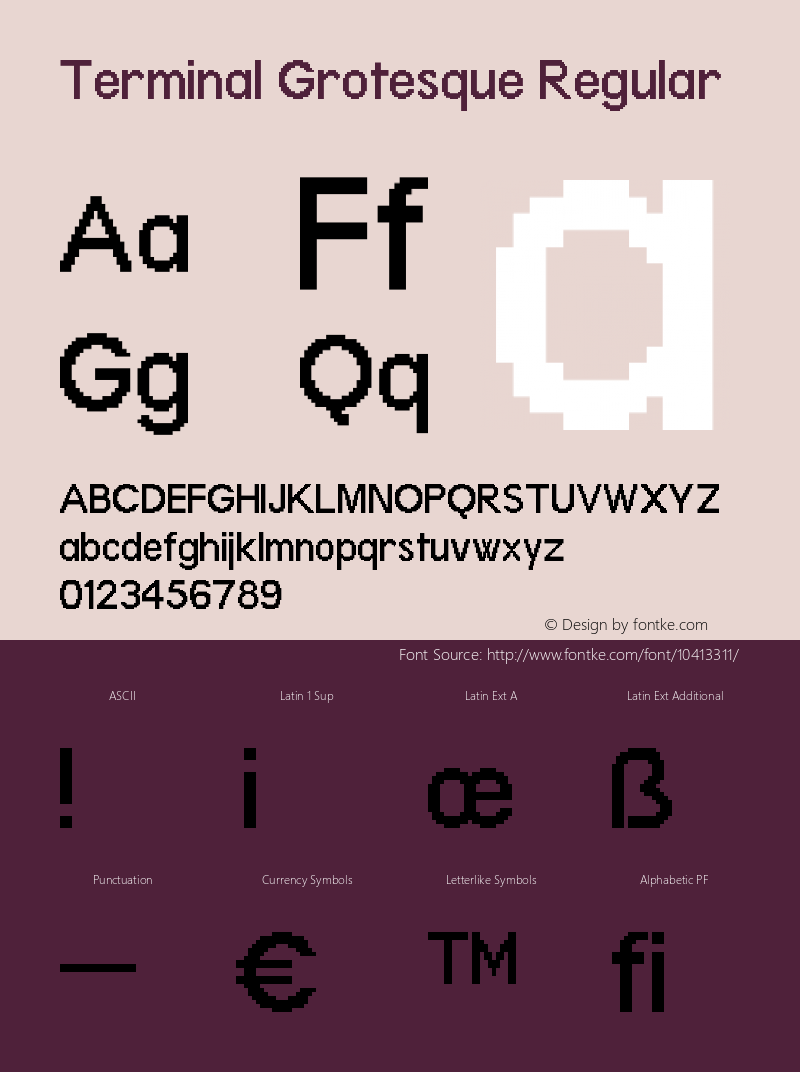 Terminal Grotesque Regular Version 1.0 Font Sample