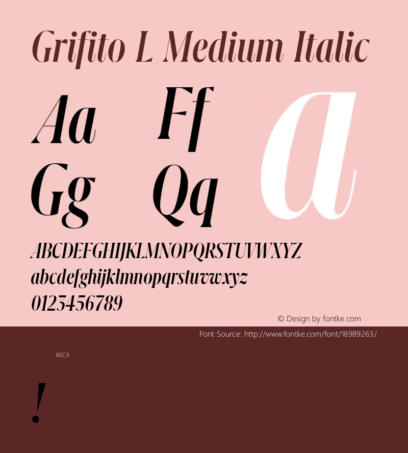 Grifito L Medium Italic 1.000 Font Sample