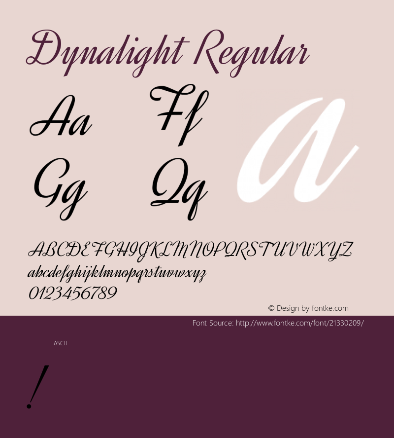 Dynalight Version 1.0 Font Sample