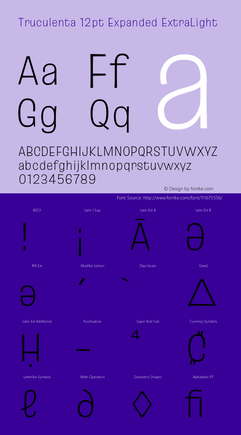 Truculenta 12pt Expanded ExtraLight Version 1.002 Font Sample