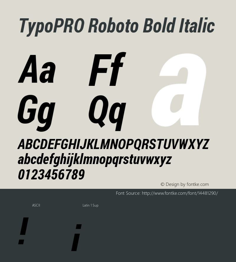 TypoPRO Roboto Bold Italic Version 1.200311; 2013 Font Sample