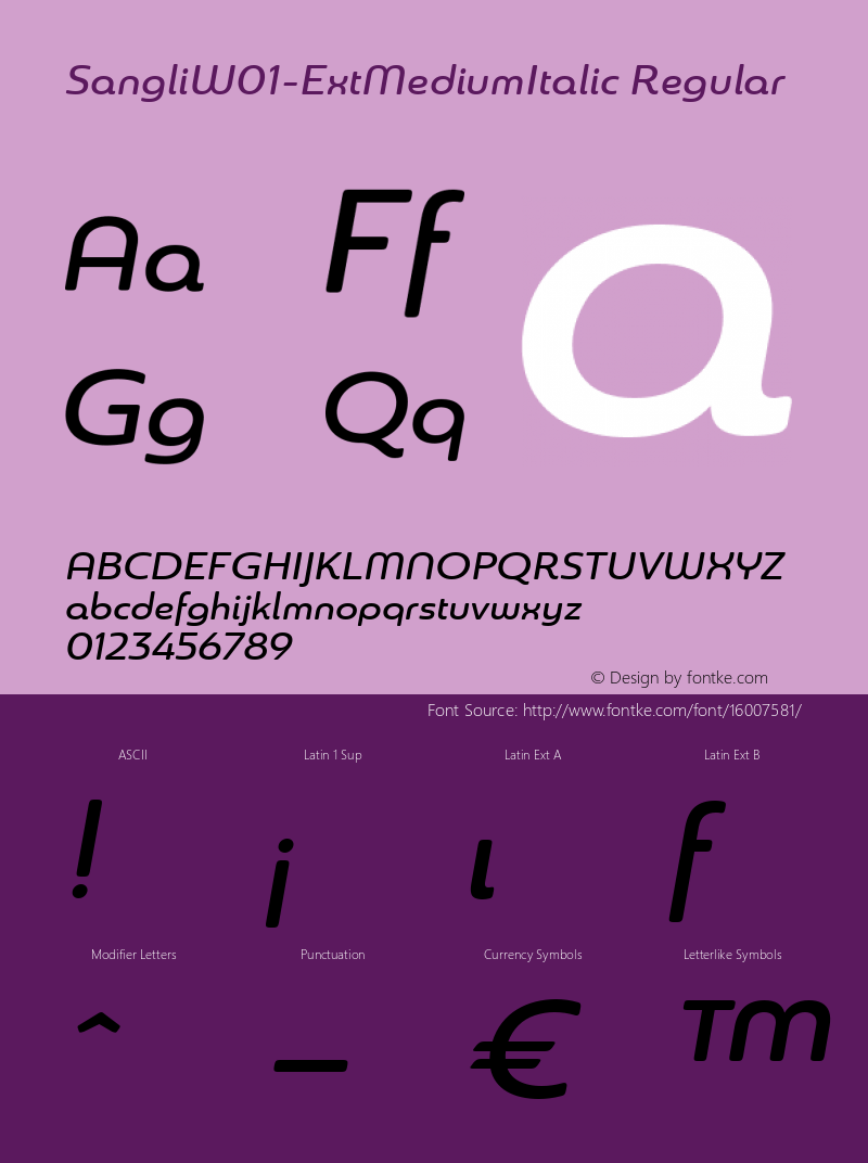 SangliW01-ExtMediumItalic Regular Version 1.00 Font Sample