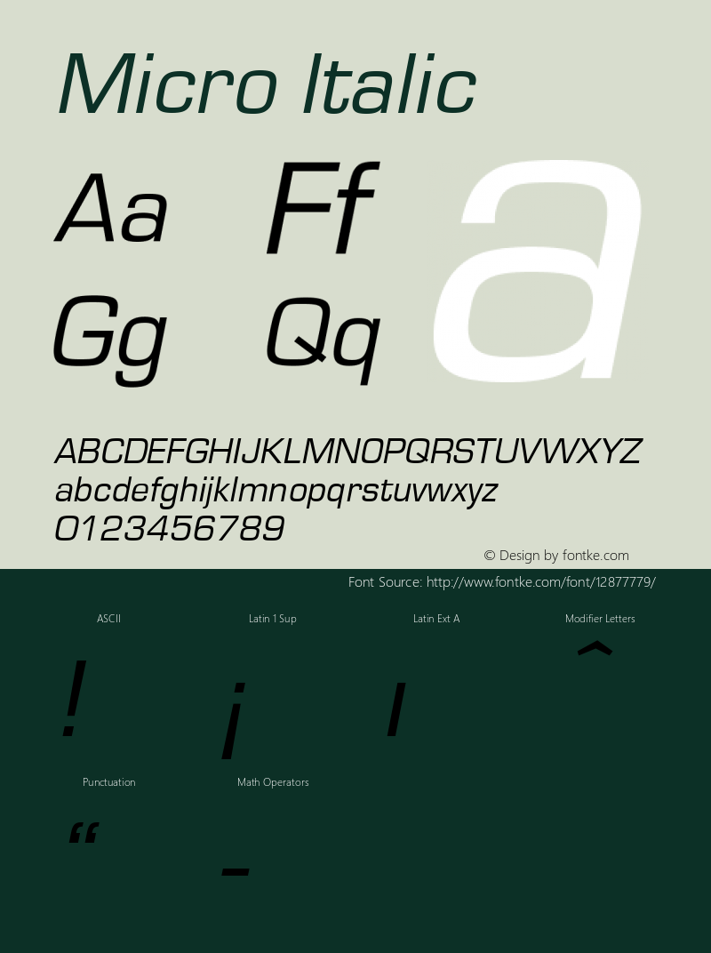 Micro Italic 1.000 Font Sample