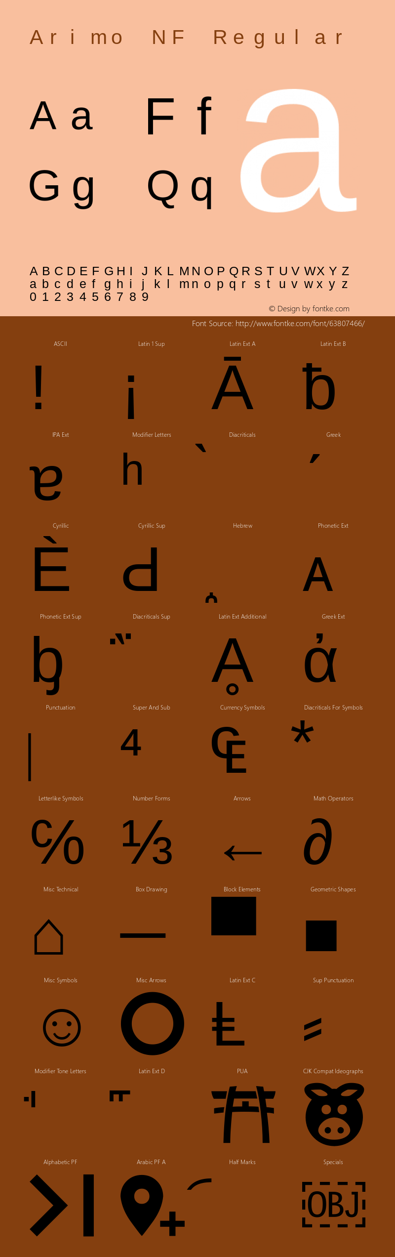 Arimo Regular Nerd Font Complete Mono Windows Compatible Version 1.23 Font Sample