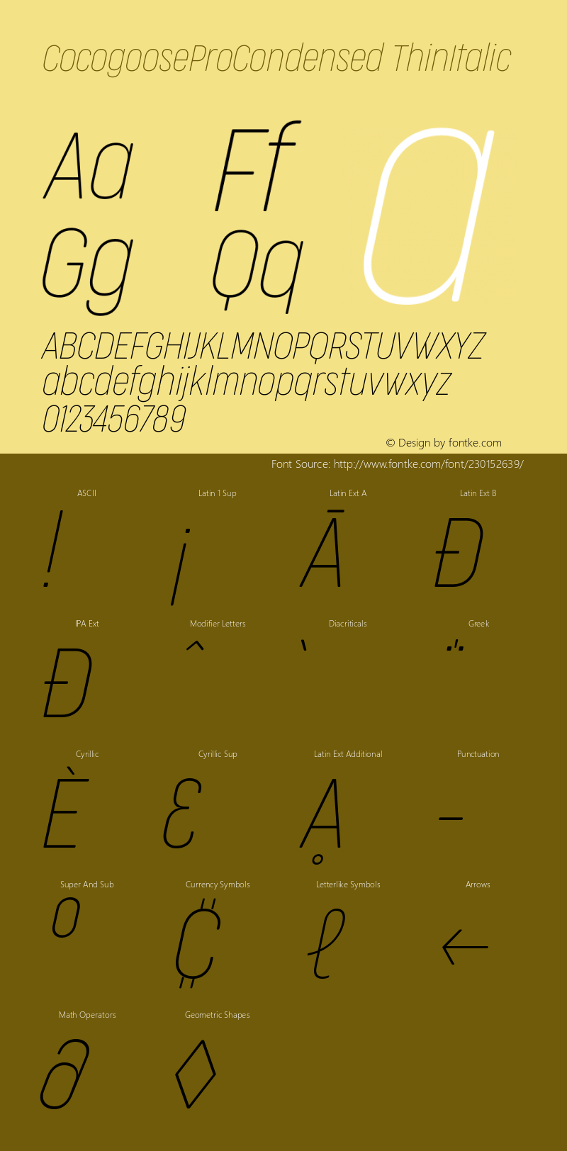 CocogooseProCondensed ThinItalic Version 1.000图片样张