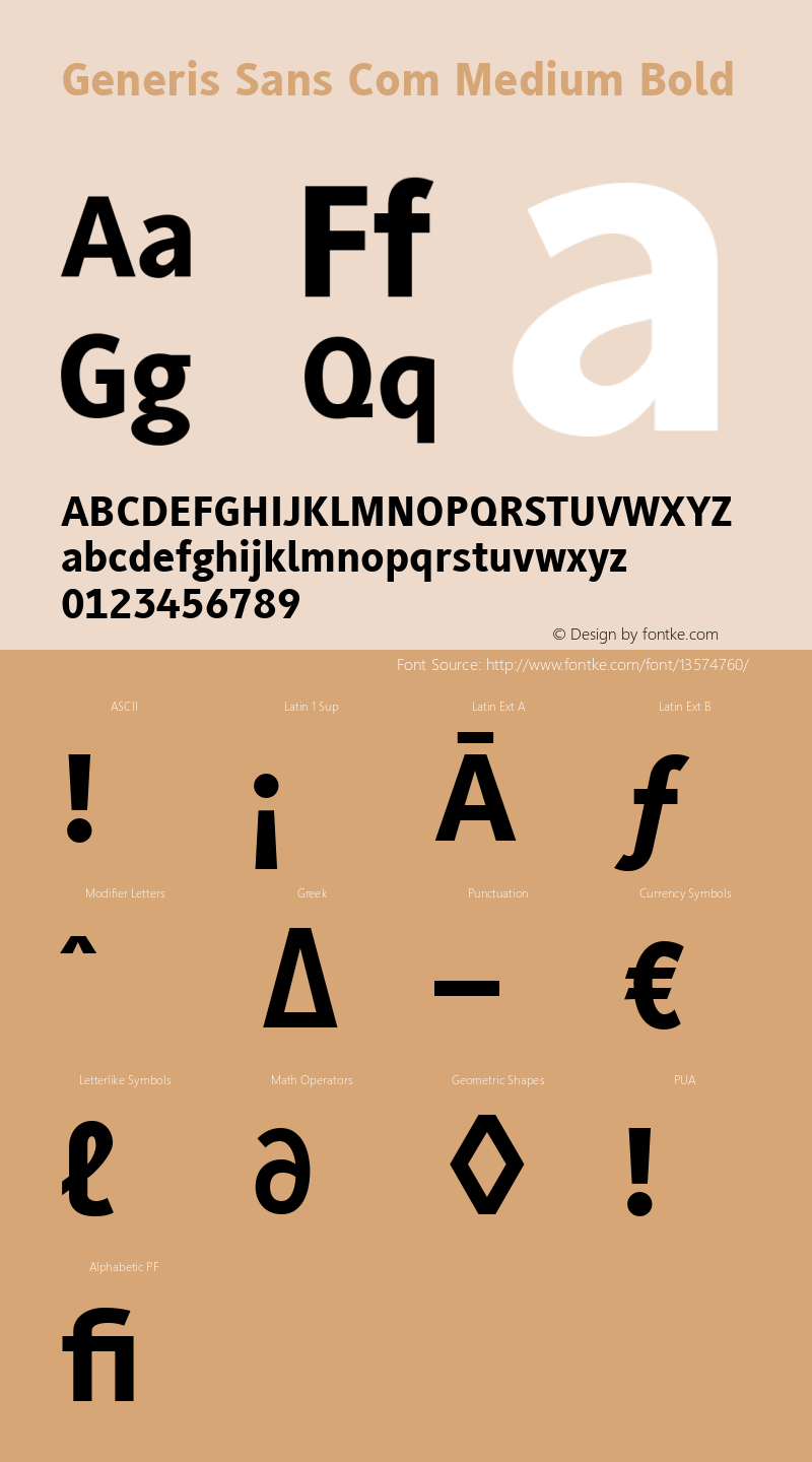 Generis Sans Com Medium Bold Version 1.01 Font Sample