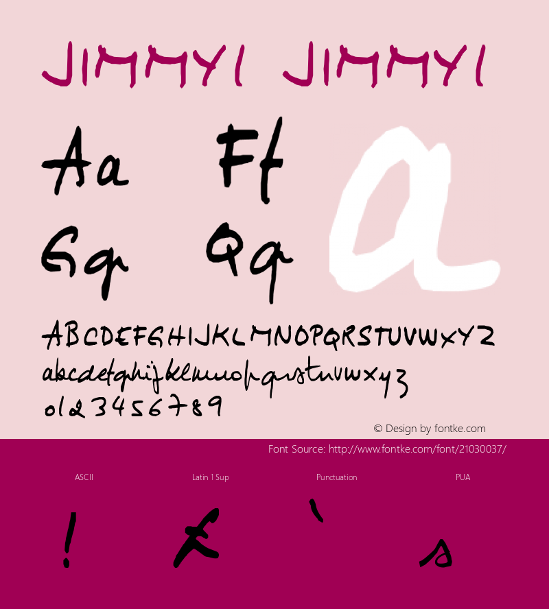 JIMMY1 Version 1.0 Font Sample