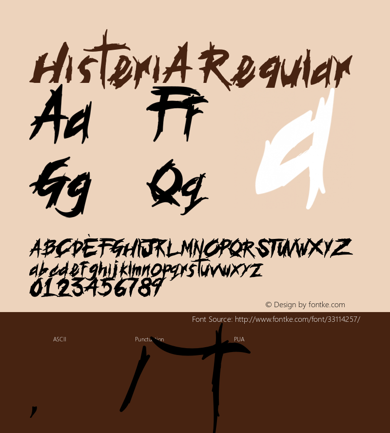 HisteriA Version 1.000 Arendxstudio Font Sample