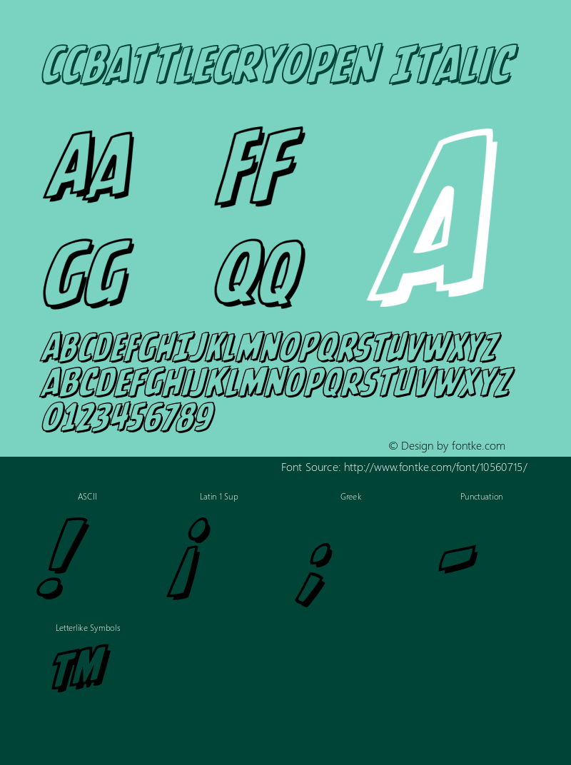 CCBattleCryOpen Italic Version 1.000 Font Sample