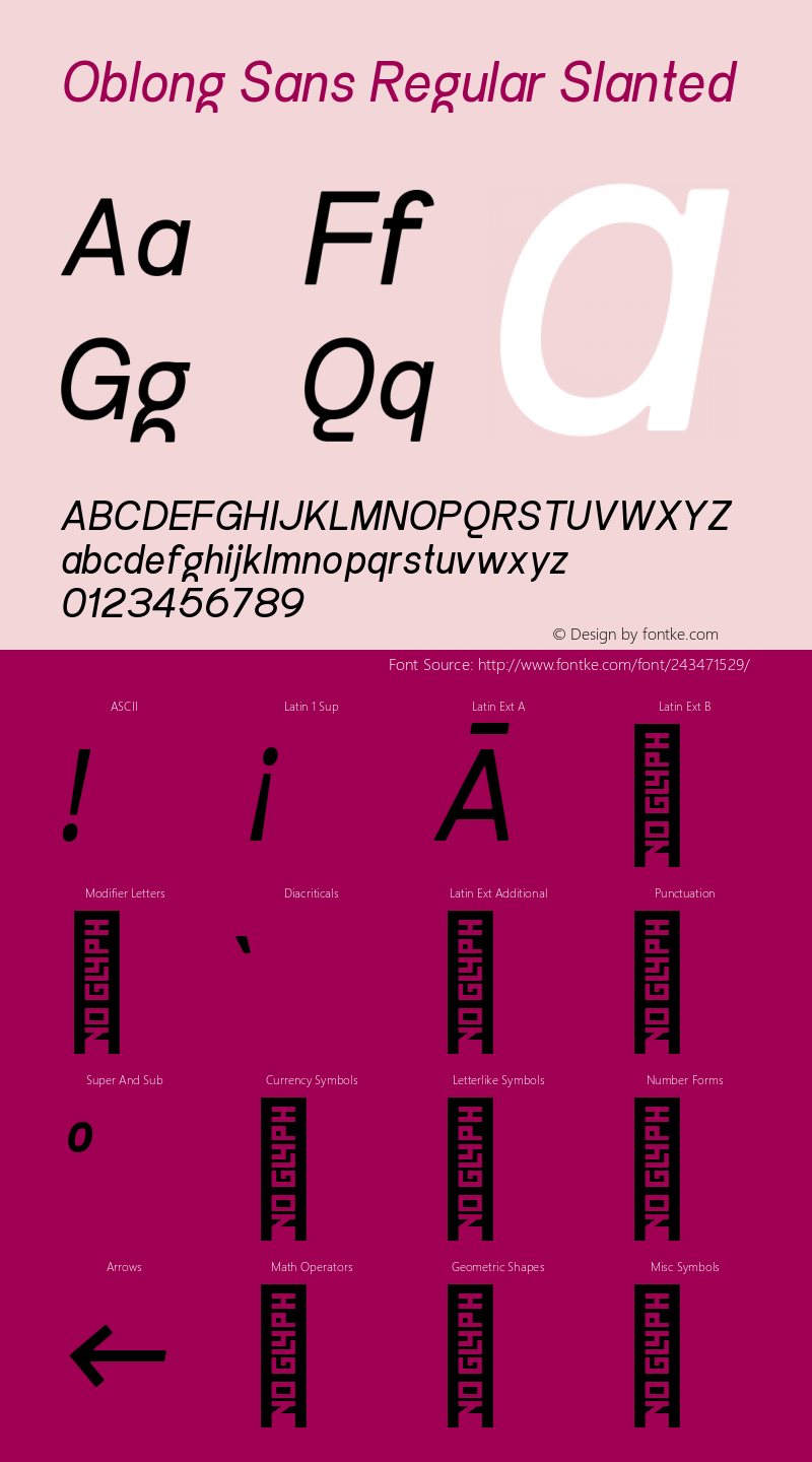 Oblong Sans Regular Slanted Version 1.000 | web-ttf图片样张