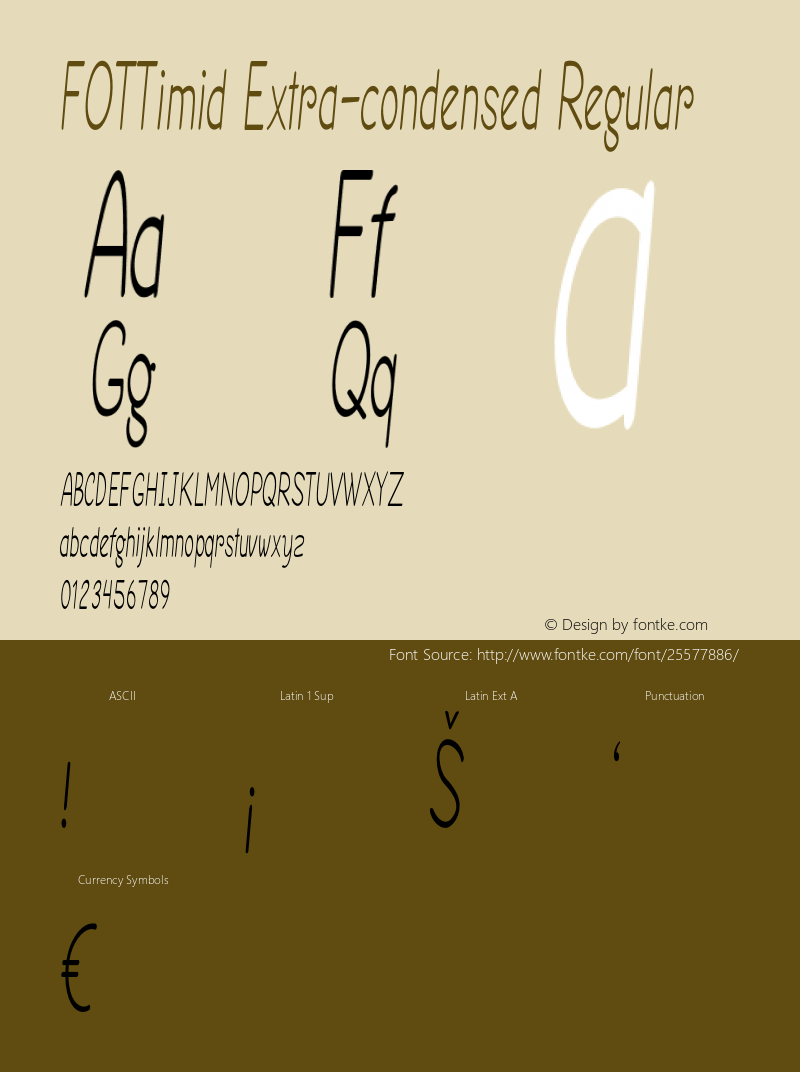 FOTTimid-ExtracondensedRegular Version 1.000 Font Sample