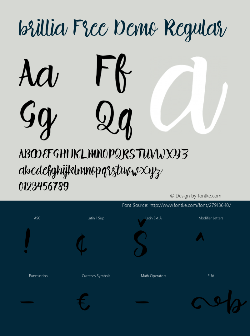 brillia Free Demo Regular Version 1.000 Font Sample