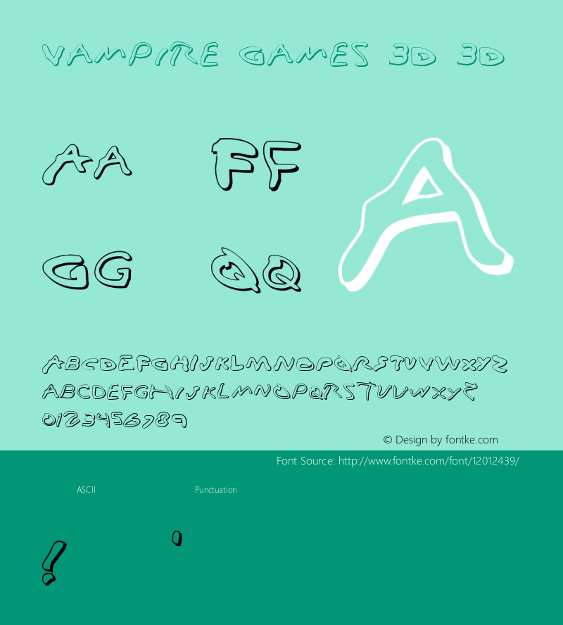 Vampire Games 3D 3D Version 1.0 Font Sample