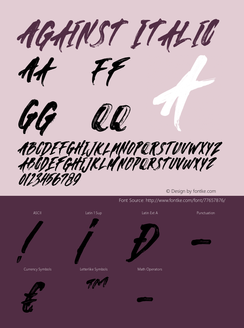 Against Italic Version 1.00;June 12, 2020;FontCreator 12.0.0.2563 64-bit Font Sample