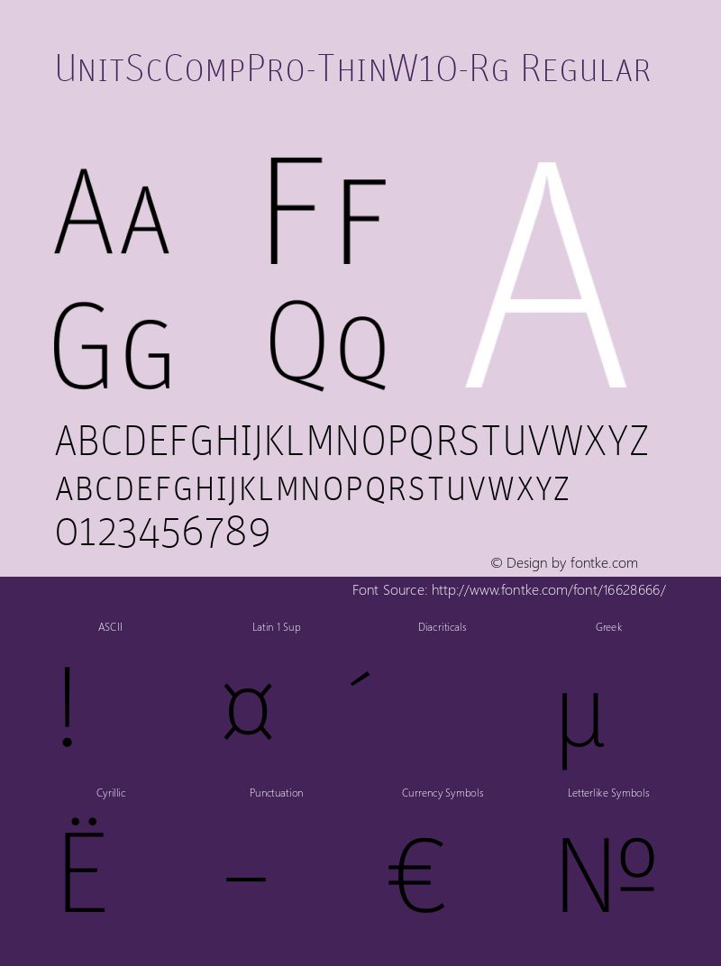 UnitScCompPro-ThinW10-Rg Regular Version 7.504 Font Sample