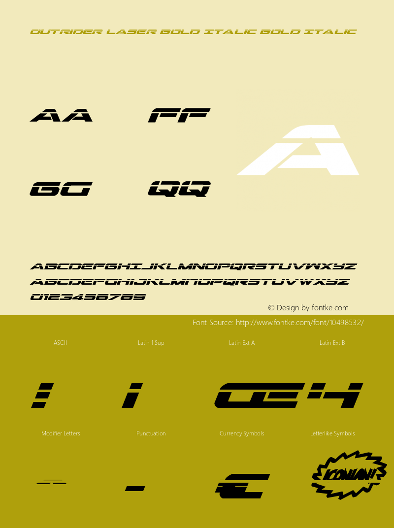 Outrider Laser Bold Italic Bold Italic 001.000 Font Sample