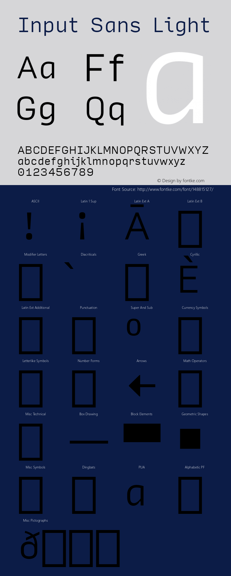 InputSans Light Version 0.000;PS 0.0;hotconv 1.0.72;makeotf.lib2.5.5900 Font Sample