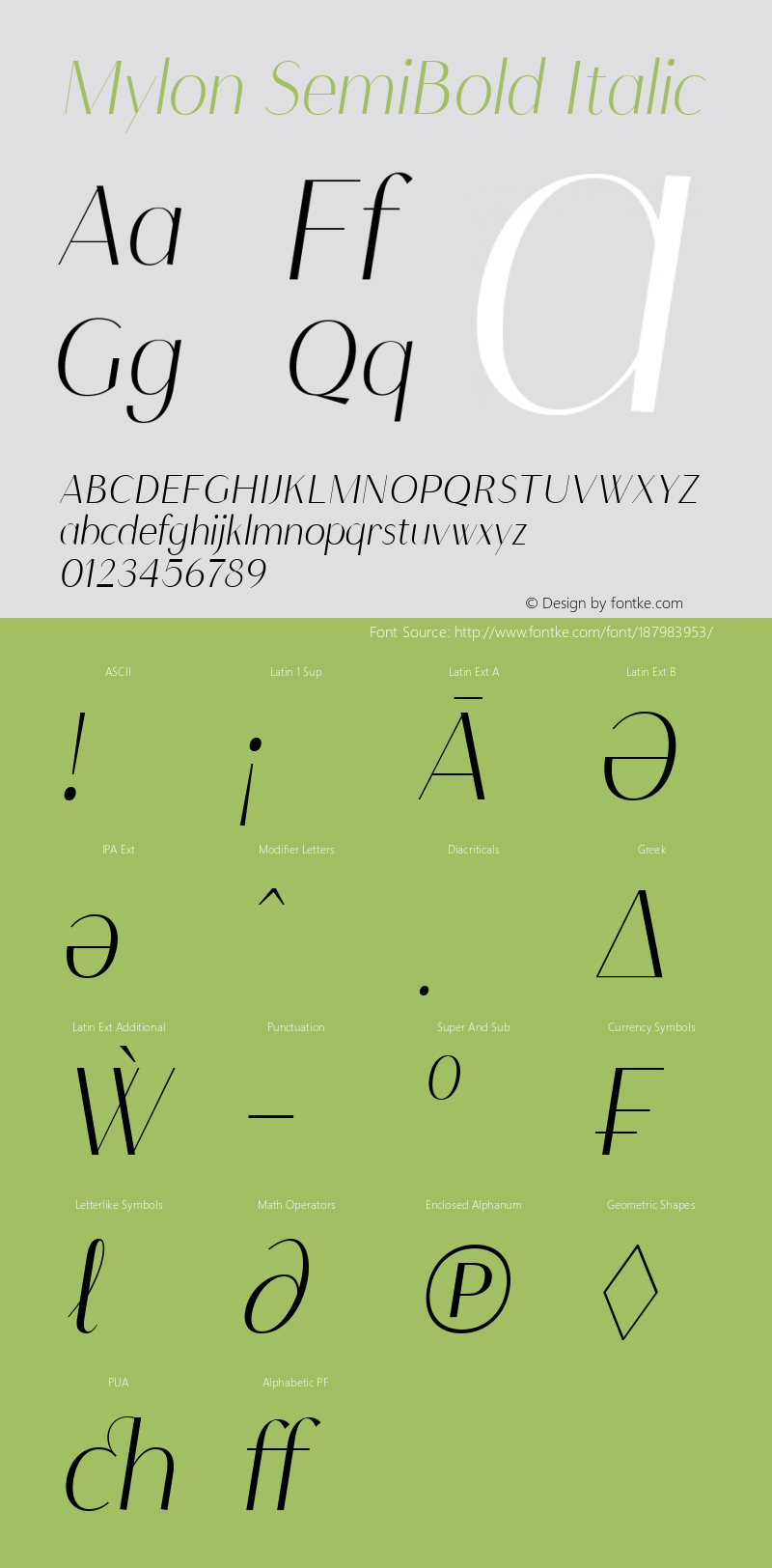 Mylon SemiBold Italic Version 1.000图片样张