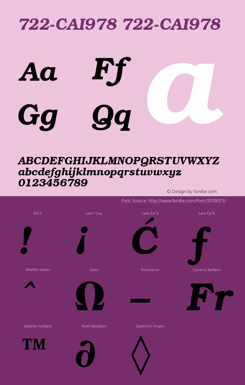 722-CAI978 722-CAI978 722-CAI978 Font Sample