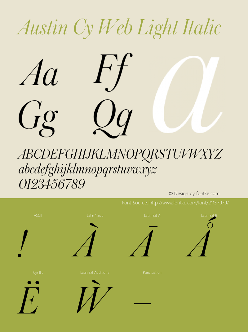 AustinCyWebLight Version 1.0 Font Sample