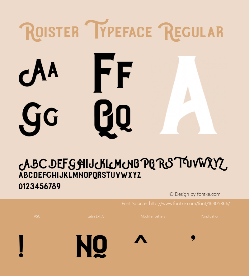 Roister Typeface Regular Version 1.000 Font Sample