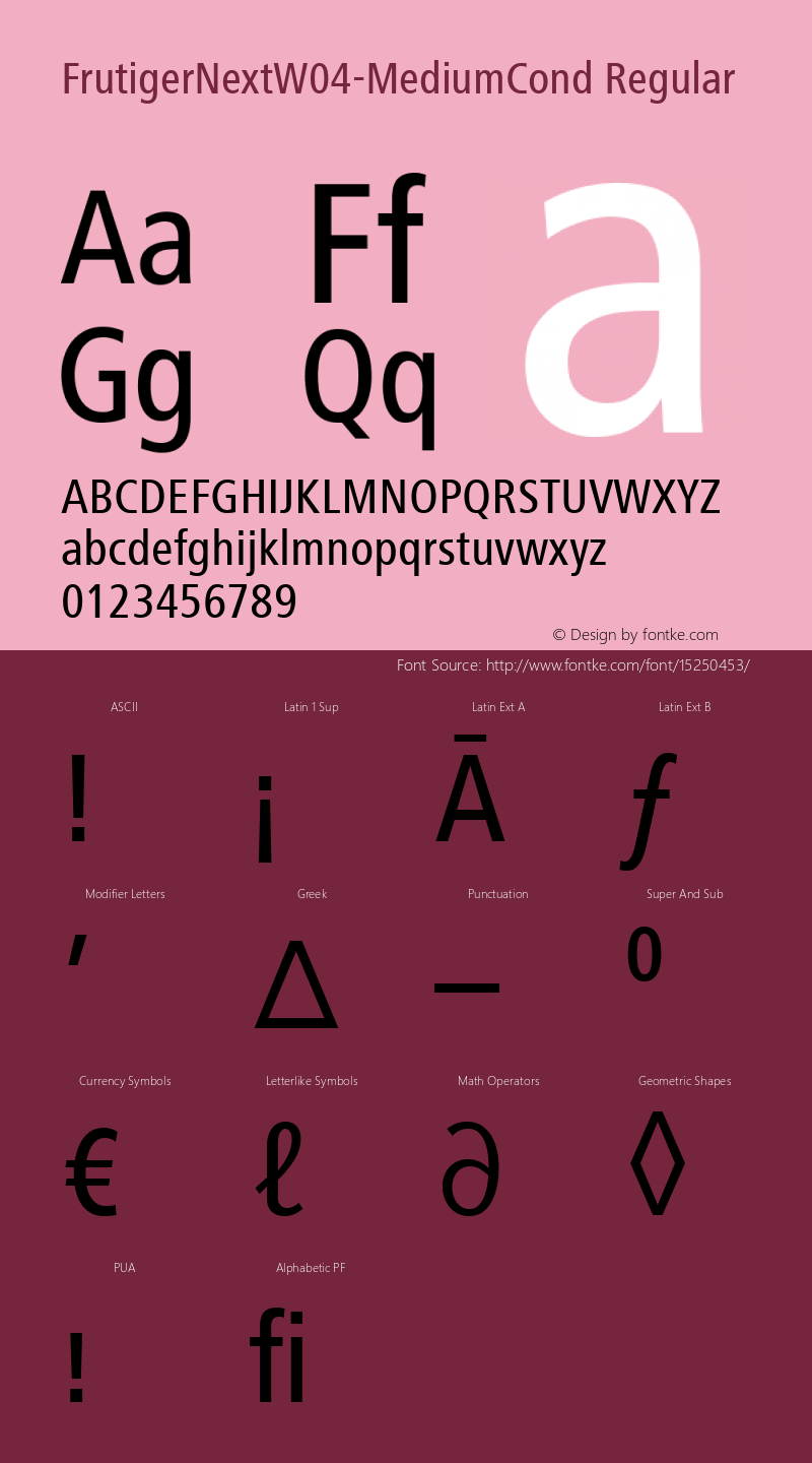 FrutigerNextW04-MediumCond Regular Version 1.00 Font Sample