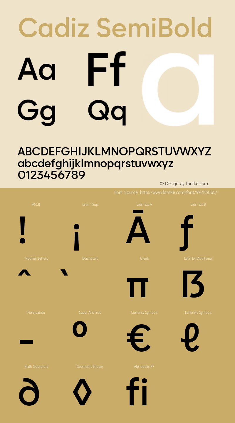 Cadiz SemiBold 1.000 Font Sample