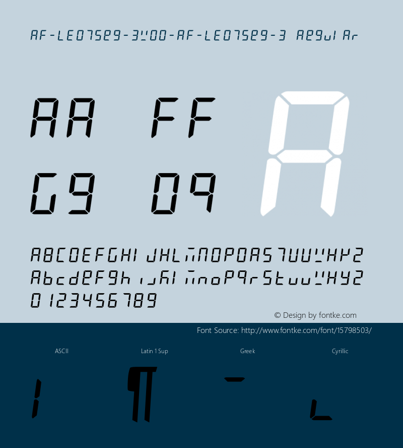 AF-LED7Seg-3W00-AF-LED7Seg-3 Regular Version 1.10 Font Sample