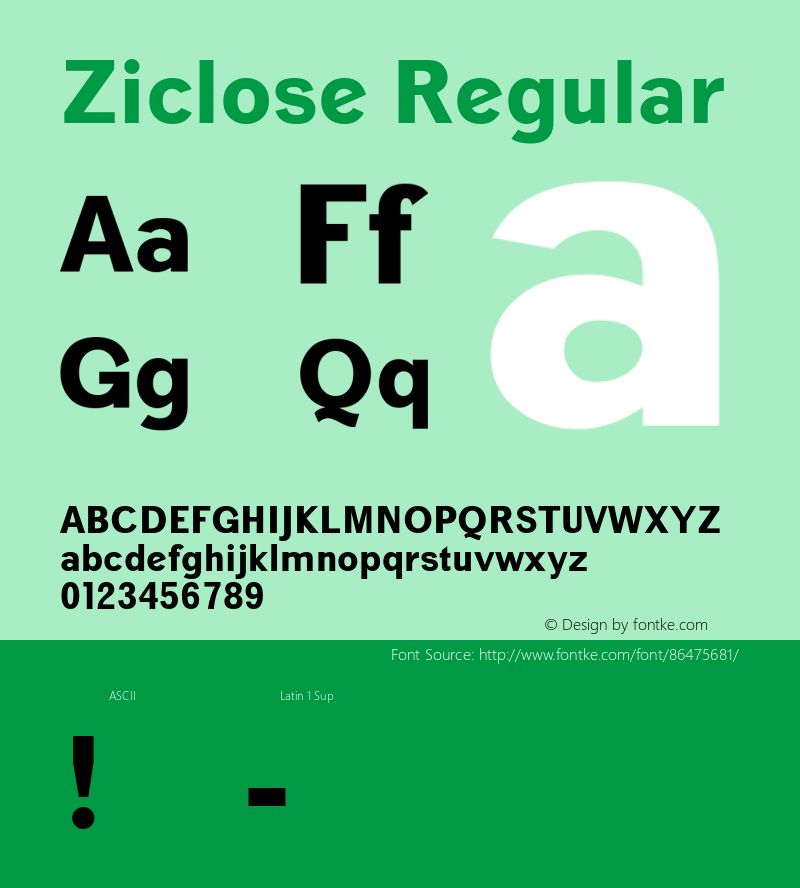 Ziclose Version 1.00;October 7, 2020;FontCreator 11.5.0.2430 64-bit Font Sample