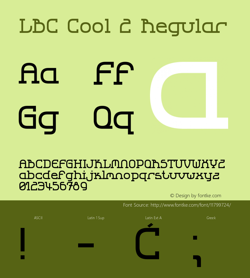 LBC Cool 2 Regular Version 2.00, Dec. 2003 Font Sample